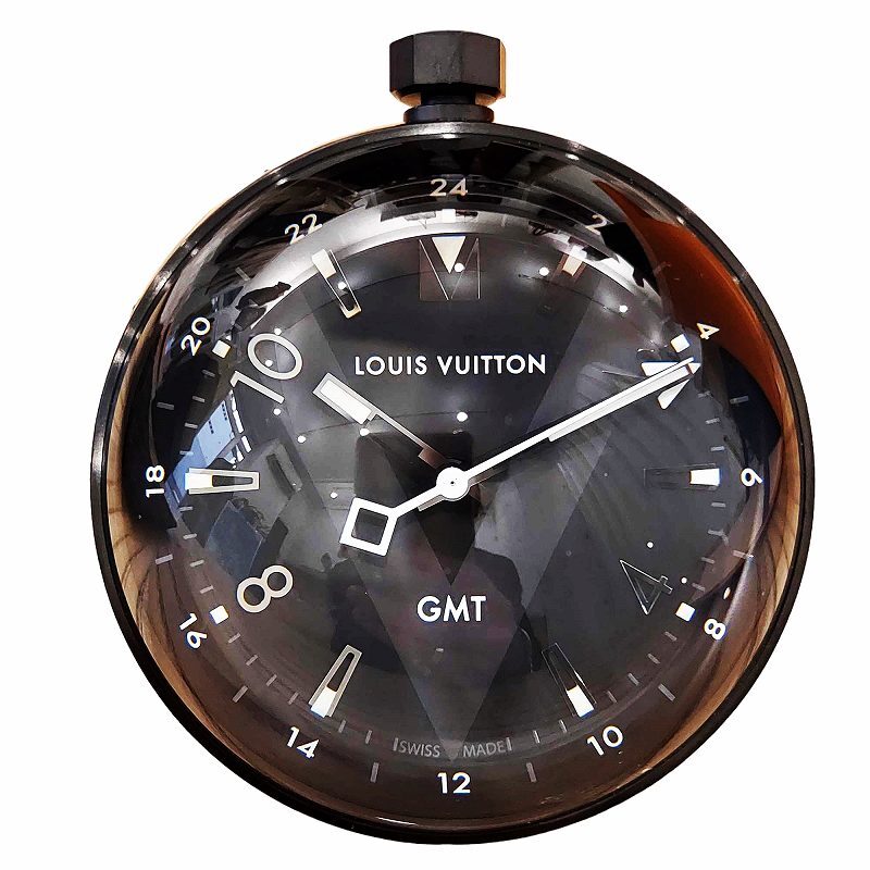 ルイヴィトン LOUIS VUITTON Q1Q000 タンブール GMT テーブルクロック 置き時計 クォーツ 稼働品 黒 オールブラック その他_画像1