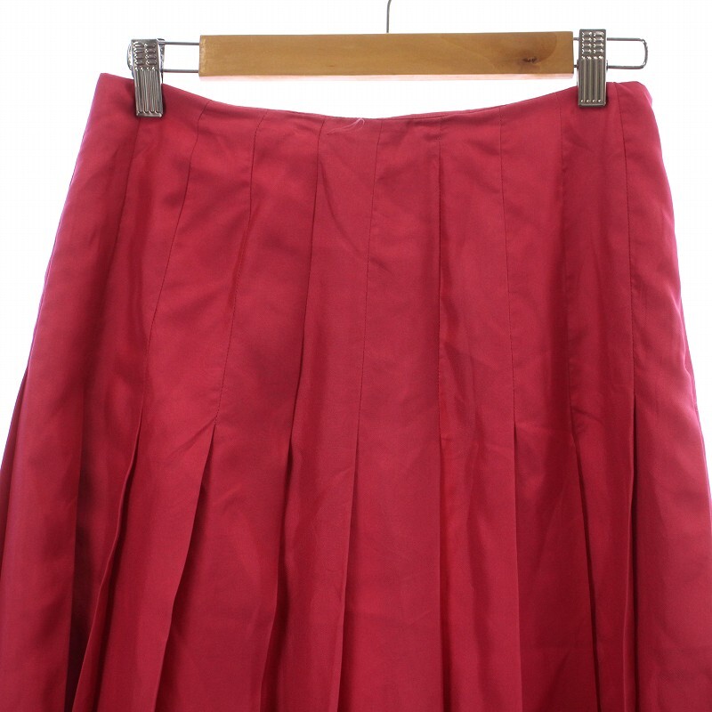 プラダ PRADA プリーツスカート サイドジップ 絹 シルク ひざ丈 42 XL ピンク /AQ ■GY18 ■OH レディース_画像3