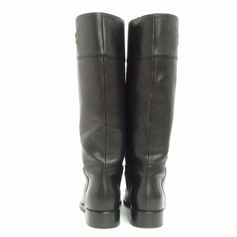  Dolce & Gabbana Dolce&Gabbana DOLCE&GABBANA long boots plate leather 10777 black black 38.5 25.5cm rank #SM1 lady's 