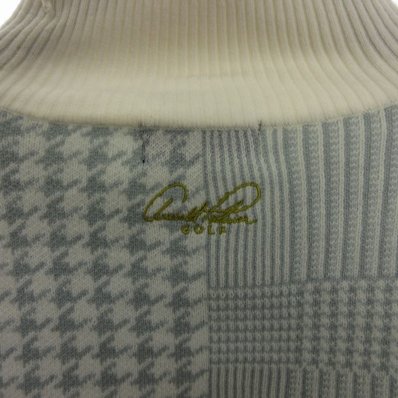 アーノルドパーマー Arnold Palmer GOLF ニット セーター 長袖 ハイネック ジャガード チェック AP220204L05 グレー系 M メンズ_画像4