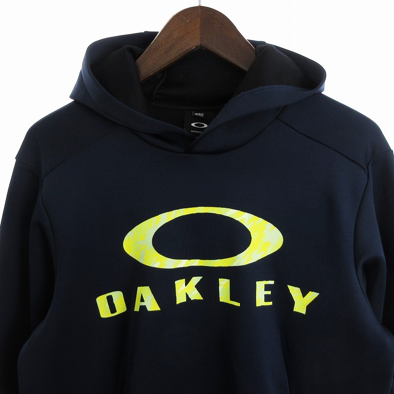 オークリー OAKLEY プルオーバー パーカー 長袖 フーディ プリント ロゴ 461745JP 紺 ネイビー M ■SM1 メンズ_画像3