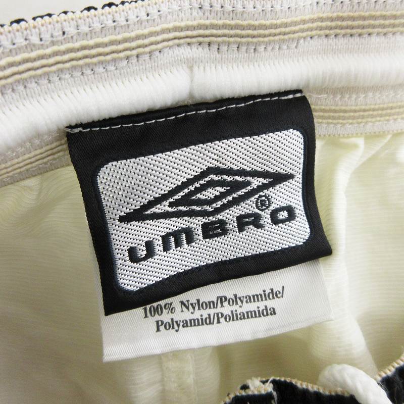 アンブロ UMBRO MANCHESTER ハーフパンツ ショート サッカー フットサルウェア ナイロン ロゴ 刺繍 アイボリー L ■SM1 メンズ_画像3