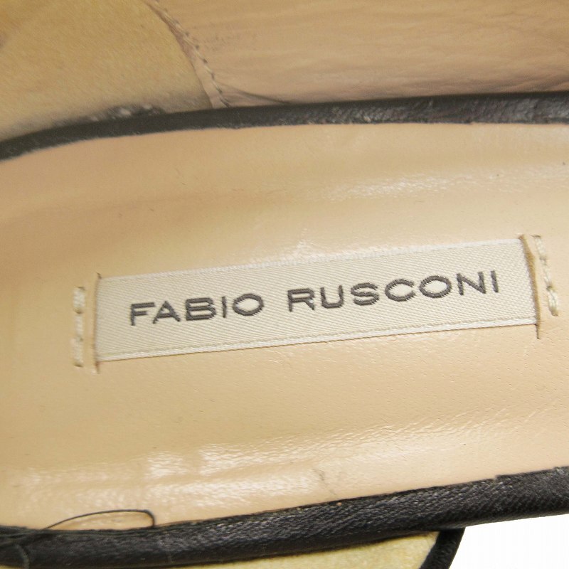 ファビオルスコーニ FABIO RUSCONI ポインテッドトゥ サイドオープン パンプス シューズ 靴 ローヒール レザー F91005 38 24.5cm BLM4_画像7
