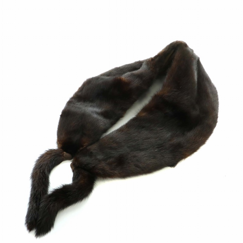  No-brand tippet muffler fur fur mink fringe tea color Brown /XZ #GY18 lady's 