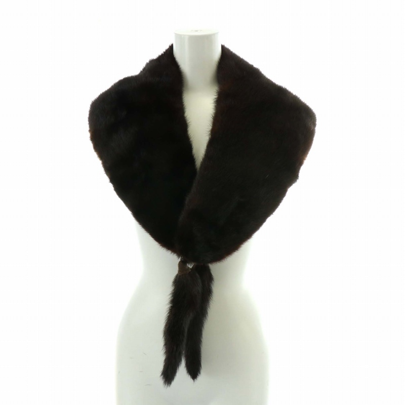  No-brand tippet muffler fur fur mink fringe tea color Brown /XZ #GY18 lady's 