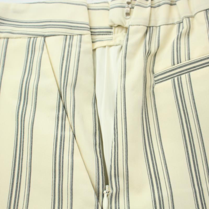  Ined INED широкий брюки Zip fly стрейч полоса рисунок 7 S белый белый серый /BB женский 