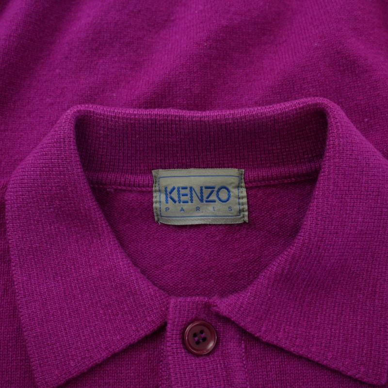 ケンゾー KENZO PARIS ポロシャツ ニット セーター ヴィンテージ 長袖 ウール 紫 パープル /BB メンズ_画像3