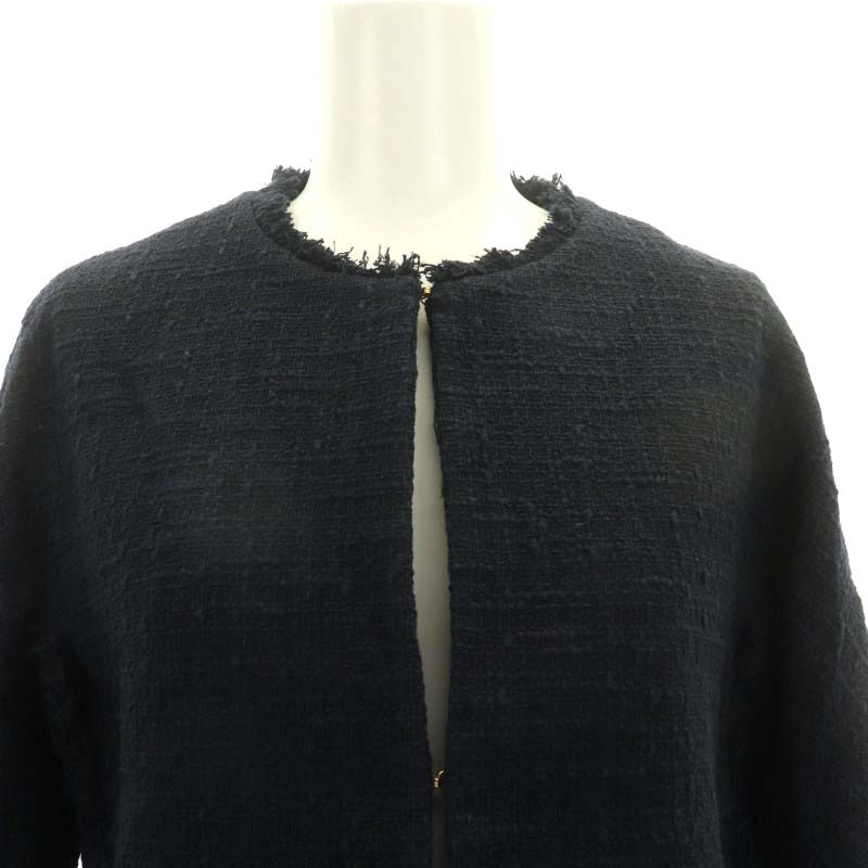  La Totalite La TOTALITE tweed no color jacket outer thin cotton . navy blue navy /NR #OS lady's 