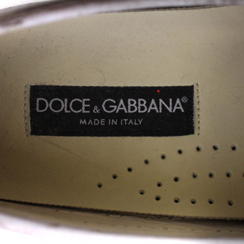 ドルチェ&ガッバーナ ドルガバ DOLCE&GABBANA ローファー スリッポン シューズ ホースビット レザー 27cm グレー 茶 メンズの画像4