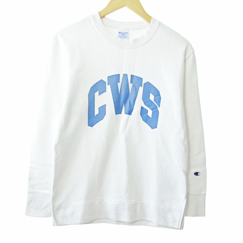 チャンピオン CHAMPION 近年モデル CWS トレーナー スウェット 長袖 プリント 白 F 0408 IBO51 レディース_画像1