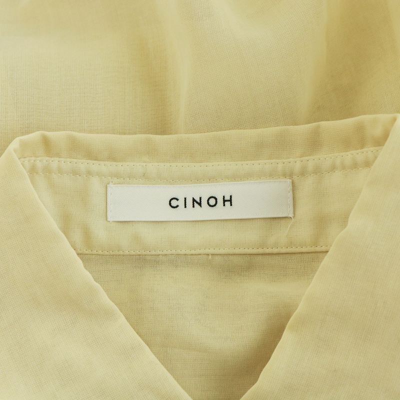 チノ CINOH シアーチューリップスリーブシャツ ブラウス 長袖 ステンカラー 38 M 黄 イエロー アイボリー 22SST007 レディース_画像4