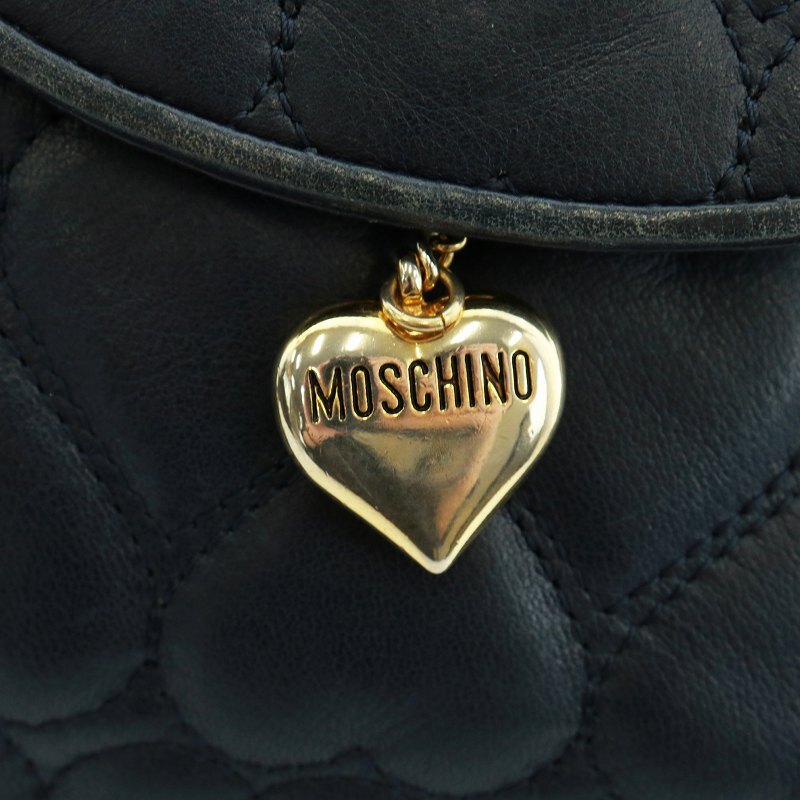モスキーノ MOSCHINO ショルダーバッグ ミニ ハート キルティング レザー ゴールド金具 黒 ブラック ■GY18 /MQ レディースの画像4