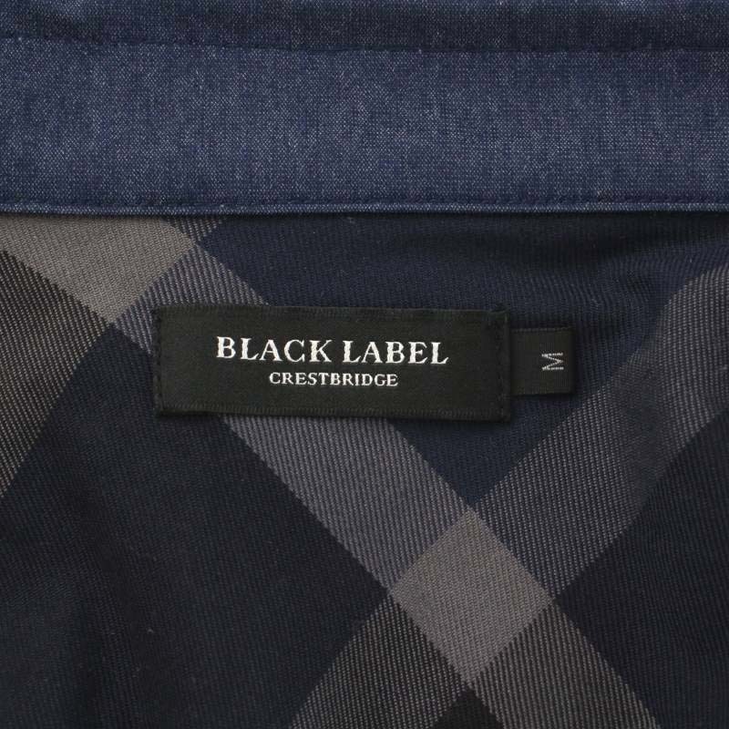 ブラックレーベルクレストブリッジ BLACK LABEL CRESTBRIDGE シャツ 長袖 無地 ロゴ 刺繍 M 紺 ネイビー /XZ ■GY17 メンズ_画像3