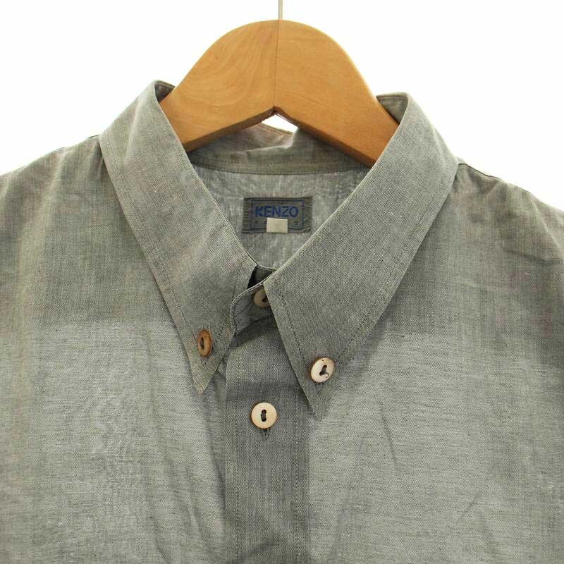 ケンゾー KENZO PARIS ボタンダウンシャツ カジュアルシャツ 半袖 ヴィンテージ 2 M グレー /KQ メンズ_画像4