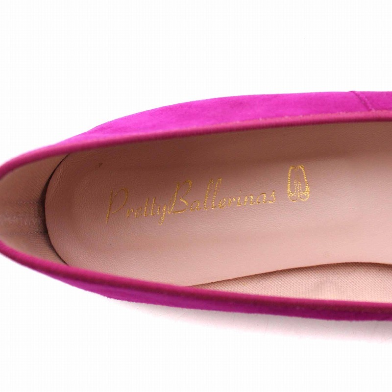 プリティバレリーナ Pretty Ballerinas バレエシューズ フラット パンプス スエード ラウンドトゥ 39 24.5cm 赤紫 レッドパープルの画像7