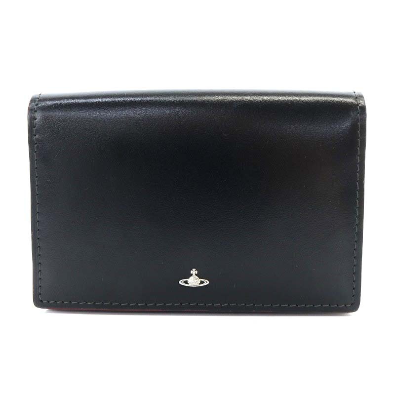 未使用品 ヴィヴィアンウエストウッド Vivienne Westwood SIMPLE TINY ORB カードケース 名刺入れ オーブ カーフレザー 黒 3718D77の画像1