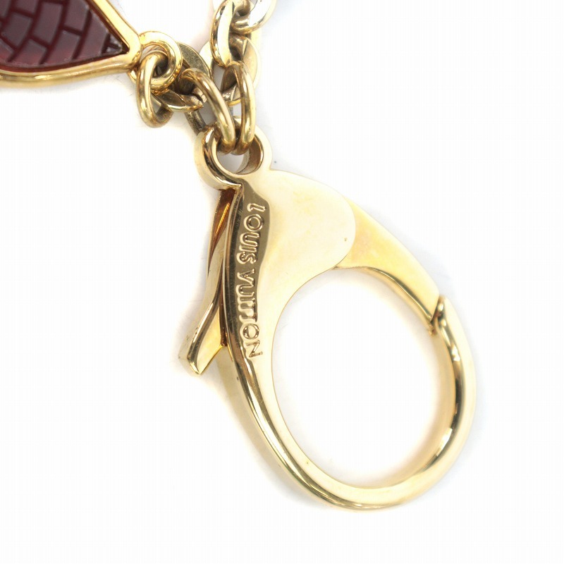  Louis Vuitton LOUIS VUITTONbiju-sakmo The ik monogram flower key holder charm Gold red M66258 #SH #OH /SI6