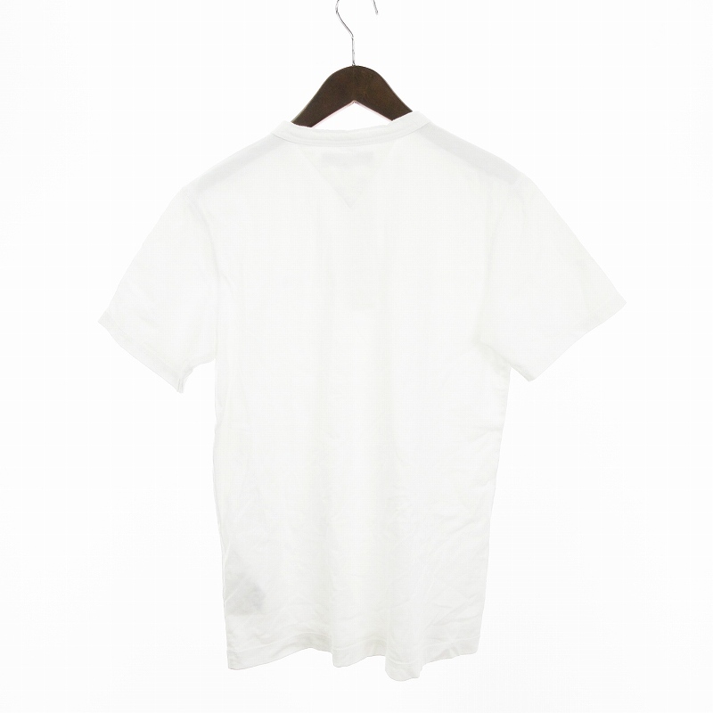 トミーヒルフィガー Tシャツ カットソー ヘンリーネック 半袖 ロゴ刺繍 ワンポイント 綿100％ 白 ホワイト M ■002 メンズの画像2