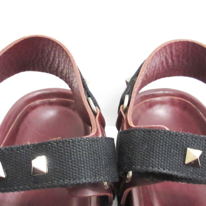  Valentino galava-niVALENTINO GARAVANI lock studs sandals thickness bottom strap velcro leather wine red 41 26cm men's 