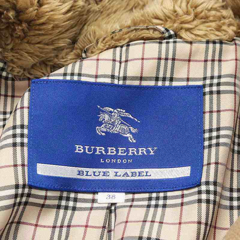 バーバリーブルーレーベル BURBERRY BLUE LABEL コート ロング丈 襟ファー ウール アウター 38 M ベージュ /AN34 レディースの画像4