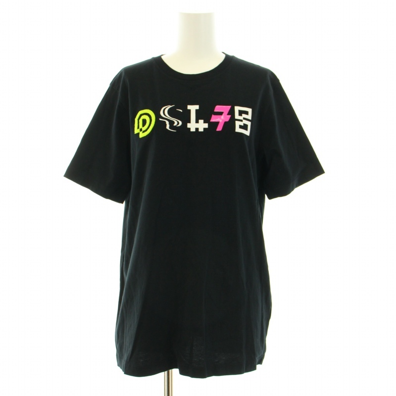  diesel DIESEL T-shirt cut and sewn short sleeves crew neck Logo print XS black black /BB lady's 