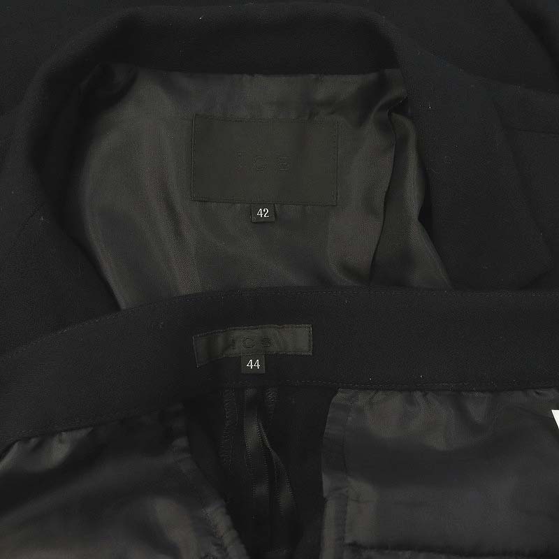 アイシービー iCB パンツスーツ セットアップ 上下 テーラードジャケット 1B 背抜き ワイドパンツ 大きいサイズ 42 44 黒 レディースの画像6