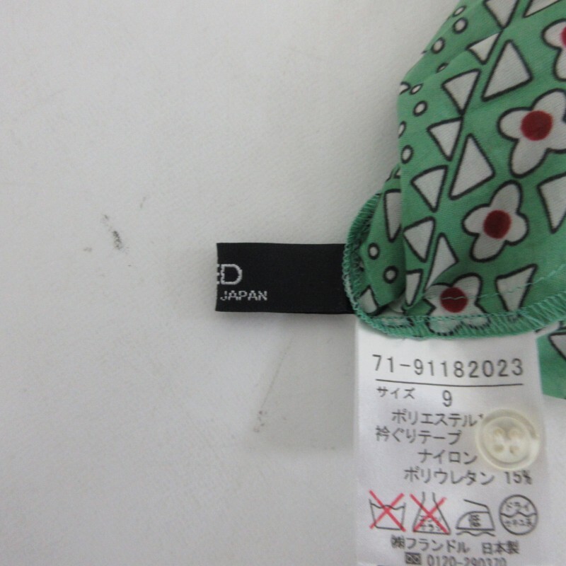 Ined INED One-piece передний кнопка талия дизайн общий рисунок зеленый зеленый 9 примерно M размер 0405 #GY31 женский 