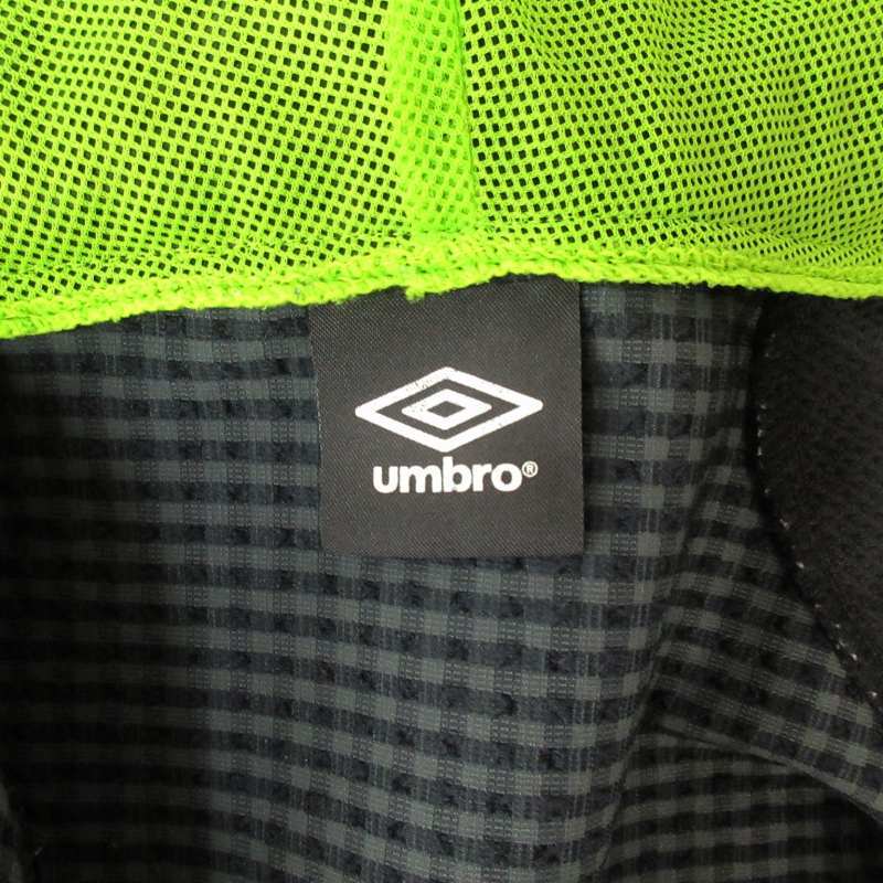 アンブロ UMBRO 美品 マウンテンパーカー ブルゾン チェック ロゴ 刺繍 黒 ブラック L 0415 メンズ_画像3