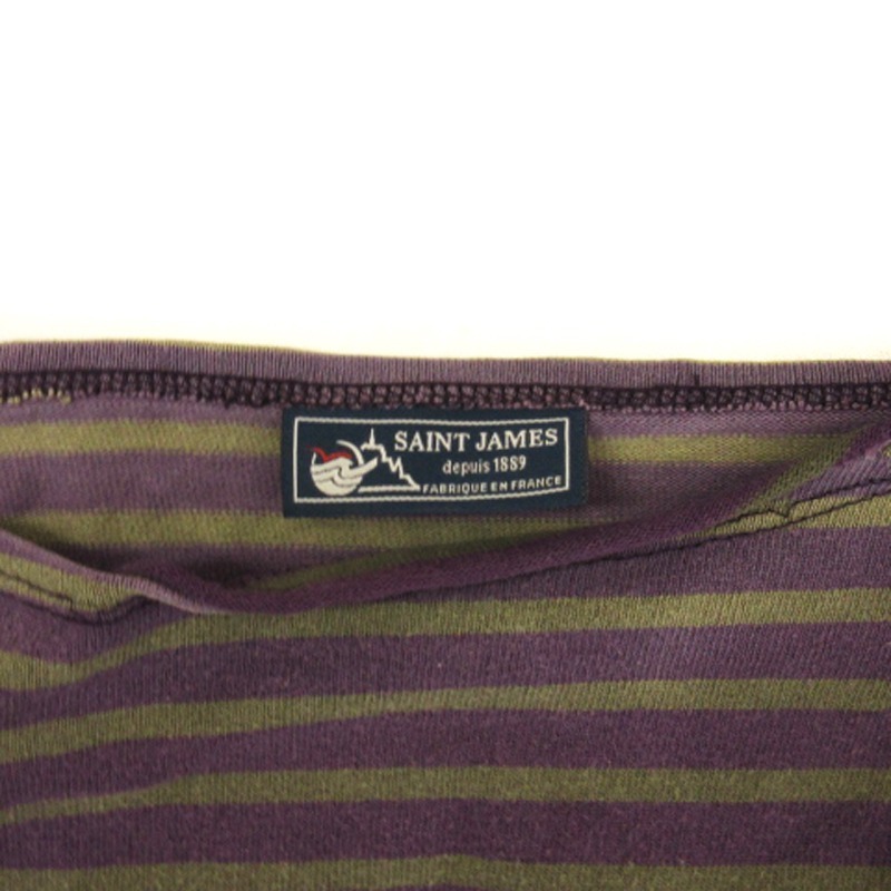 セントジェームス SAINT JAMES Tシャツ カットソー 長袖 ボーダー コットン パープル 40 メンズ_画像4