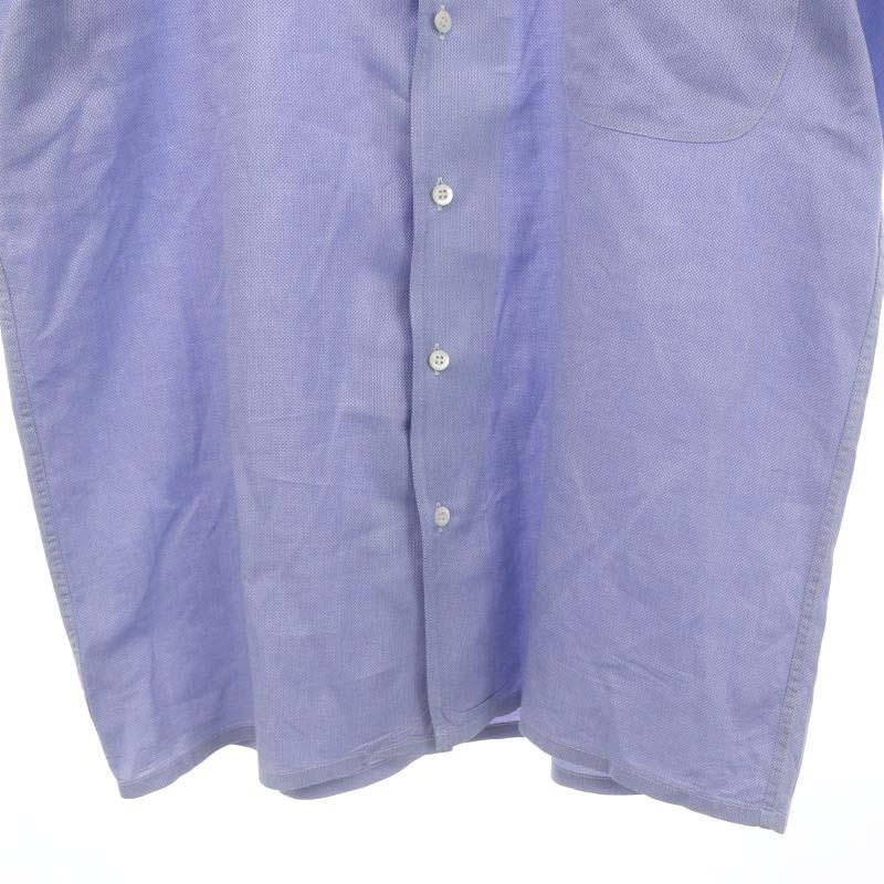 サルヴァトーレフェラガモ Salvatore Ferragamo ワイドカラー半袖シャツ 前開き コットン M ライトブルー /DO ■OS メンズ_画像5
