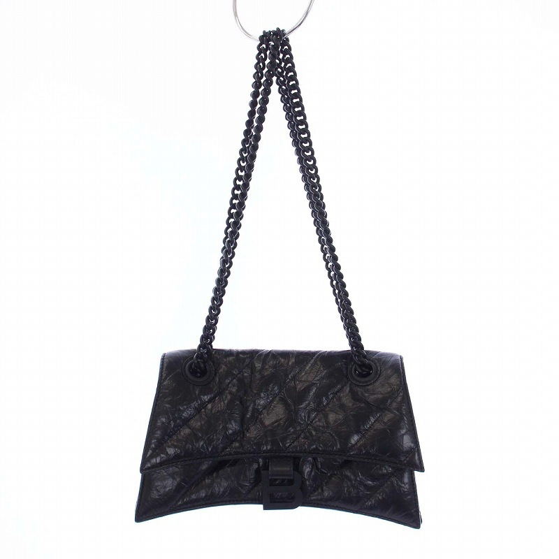 バレンシアガ BALENCIAGA 22AW Crush Chain Bag S Quilted クラッシュ チェーンバッグ ショルダーバッグ レザー 黒 ブラック 716351 /KH レ_画像4