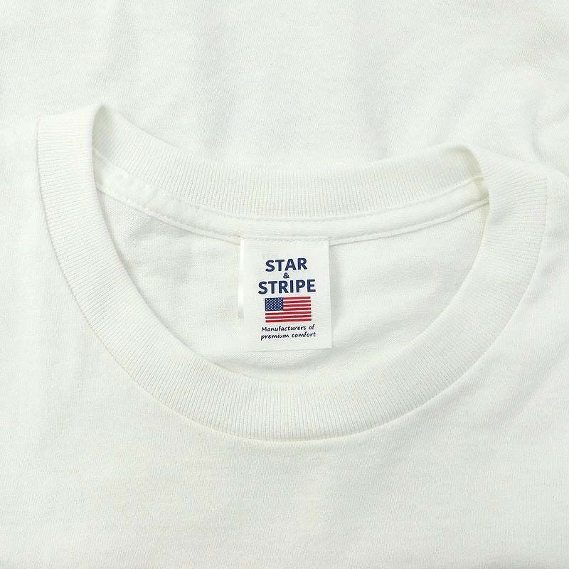 スターアンドストライプ STAR&STRIPE Tシャツ プルオーバー 半袖 フォトプリント L 白 ホワイト /SY ■OS レディース_画像3