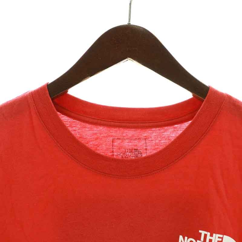 ザノースフェイス THE NORTH FACE ボックスロゴハーフドームプリント半袖Tシャツ カットソー 半袖 クルーネック L 赤 レッド 黒 白_画像3
