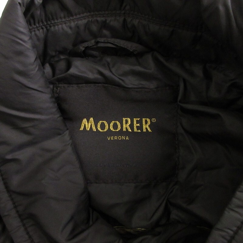 ムーレー MOORER ダウンコート ジャケット 長袖 ひざ丈 茶 ダークブラウン 48 M位 ■SM1 メンズ_画像5