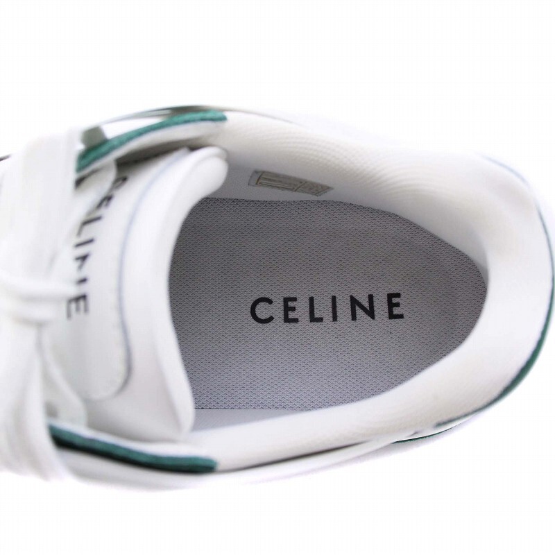 セリーヌ CELINE by Hedi Slimane CT-07 レースアップ ロースニーカー レザー 40 27cm 白 緑 ホワイト グリーン /KH ■AD メンズ_画像8