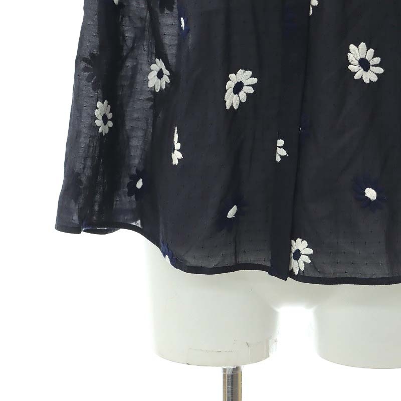  не использовался товар Tomorrowland коллекция TOMORROWLAND collection 22SS Margaret embro Ida Lee gya The - блуза вышивка короткий рукав 36 темно-синий 