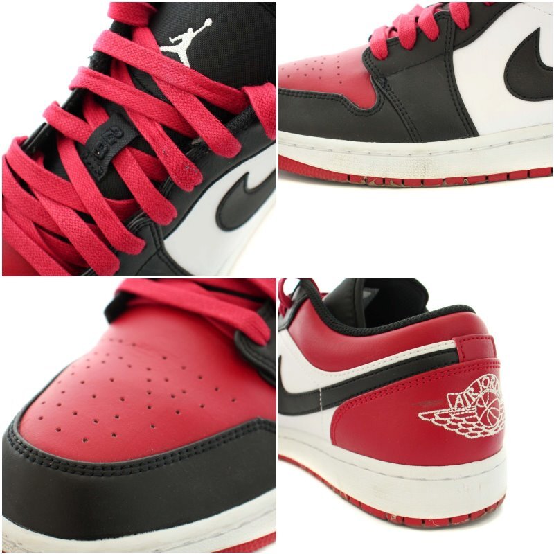 ナイキ NIKE エアジョーダン1ローブレッドトゥ Air Jordan 1 Low Bred Toe スニーカー レザー US10 28.0cm 赤 黒 553558-612 メンズ_画像8