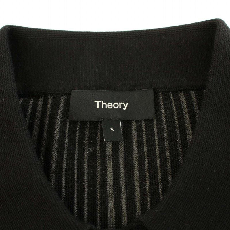  theory 23SS mat cotton cropped pants Polo si-Matte Cotton Cropped Polo C knitted polo-shirt half button short sleeves S black lady's 