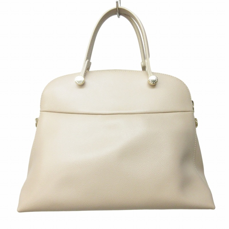  Furla FURLA pie pa-2WAY handbag shoulder bag leather Logo charm beige group 0417 #023 lady's 
