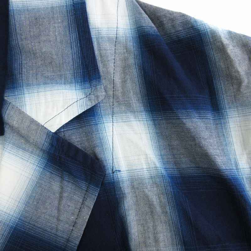 ブラックレーベルクレストブリッジ シャツジャケット オープンフロント コットン 薄手 チェック 紺 白 ネイビー ホワイト M ■SM1 メンズ_画像5