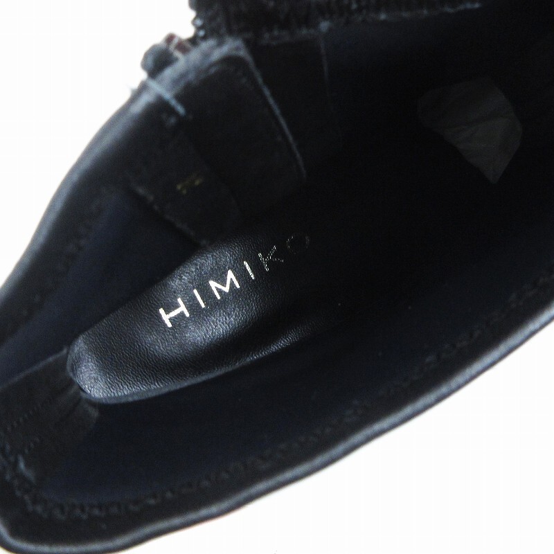  Himiko Himiko beautiful goods short boots heel side Zip leather black black 24cm #SM1 lady's 