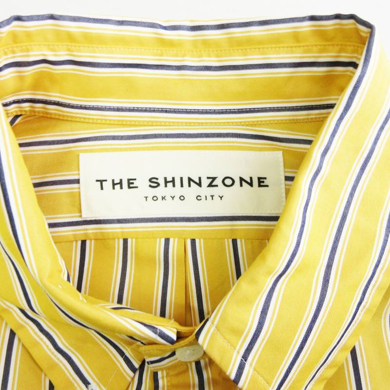 シンゾーン Shinzone DADDY SHIRT ダディシャツ 長袖 ストライプ オーバーサイズ ボタンダウン BD イエロー 黄 F レディースの画像4