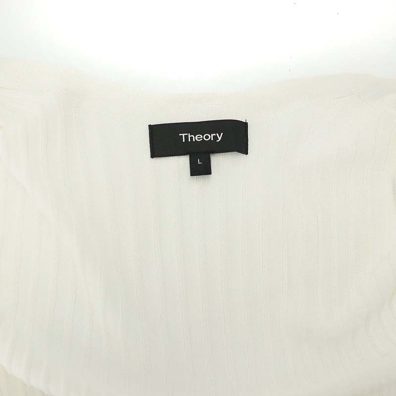 セオリー theory DRESS UP2 LONG RIB CARDI カーディガン ロング 長袖 前開きトッパー 羽織 L 白 ホワイト /AT ■OS レディースの画像3