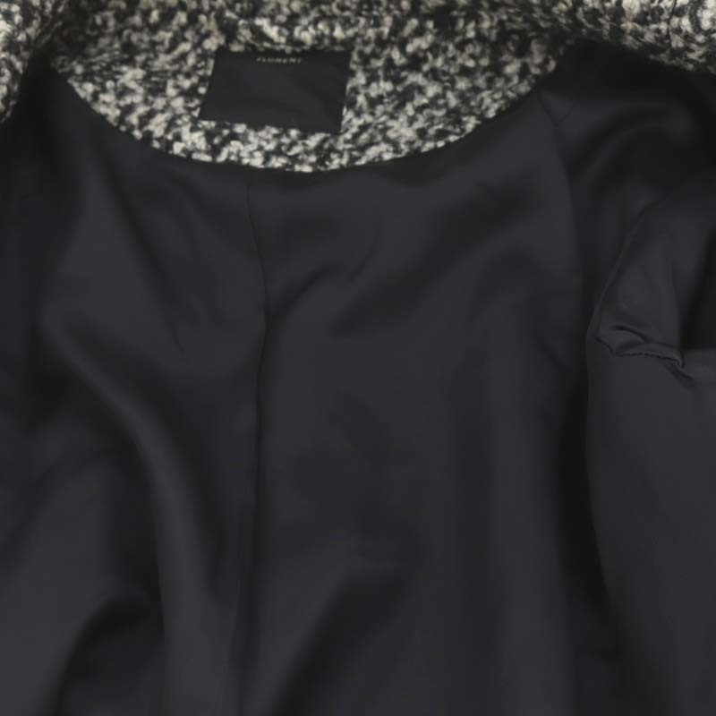  Florent FLORENTb-kre двойной длинное пальто Cesta - шерсть чёрный черный белый белый /AT #OS женский 