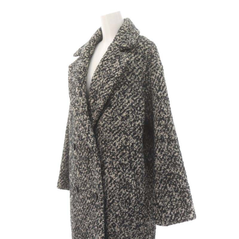  Florent FLORENTb-kre двойной длинное пальто Cesta - шерсть чёрный черный белый белый /AT #OS женский 