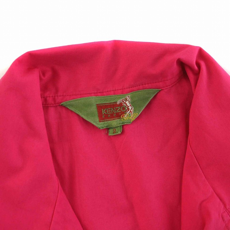ケンゾー KENZO ヴィンテージ シャツ 花刺繍 半袖 コットン 2 M ピンク /YM メンズ_画像4