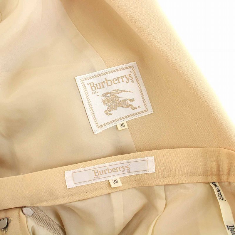  Burberry zBurberrys white tag suit setup top and bottom Vintage double tailored jacket knee height skirt 38 M beige 