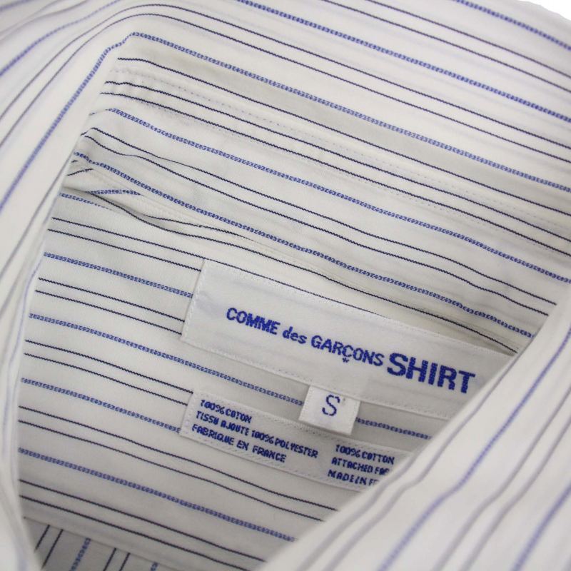 コムデギャルソンシャツ COMME des GARCONS SHIRT 90's ヴィンテージ シャツ 長袖 ストライプ フランス製 S 白 ホワイト /BM メンズ_画像4