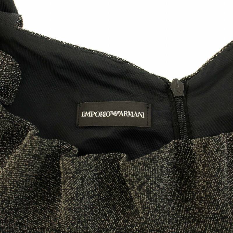 エンポリオアルマーニ EMPORIO ARMANI フリルジャンパースカート ワンピース ひざ丈 ノースリーブ 48 M-L グレー /YT レディース_画像4