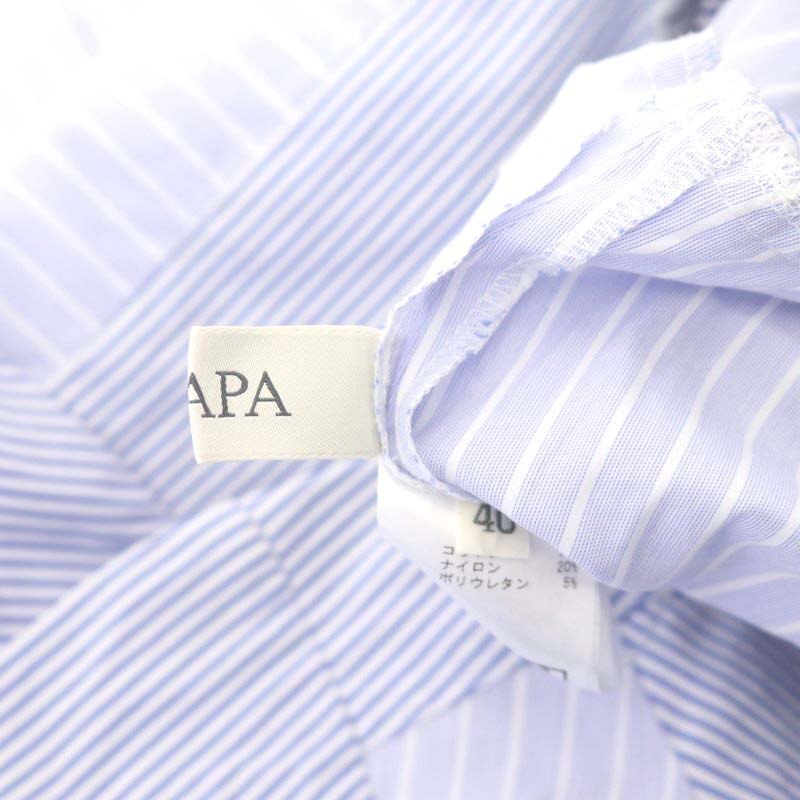  Scapa SCAPA shirt One-piece long sleeve long stripe cotton .40 white light blue white /NR lady's 